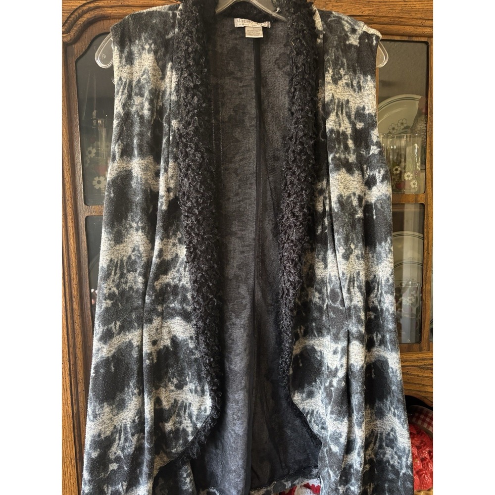 Alberto Malaki Women's‎ Black And White Vest Fleece Collar Whimsigoth Fairy